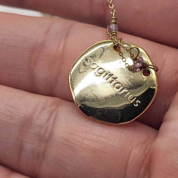 Luna Norte Sagittarius Necklace Gold Tone Purple Faceted Beads Zodiac - Picture 11 of 13